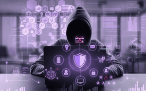 Sistema de antifraude inteligente para e-commerce exibindo ícones de proteção, escudo de segurança e monitoramento de transações.