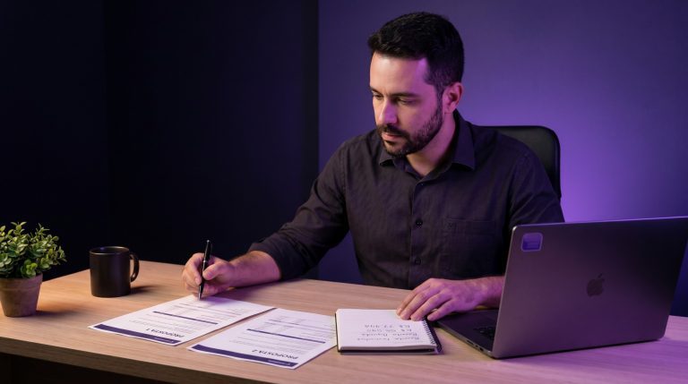 Empreendedor de e-commerce comparando propostas e calculando a receita líquida com as taxas da Appmax