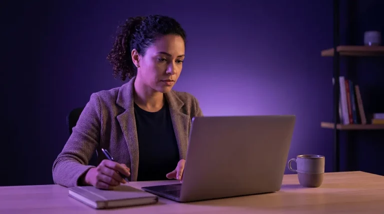 Lojista comparando plataformas de e-commerce no notebook para escolher a ideal